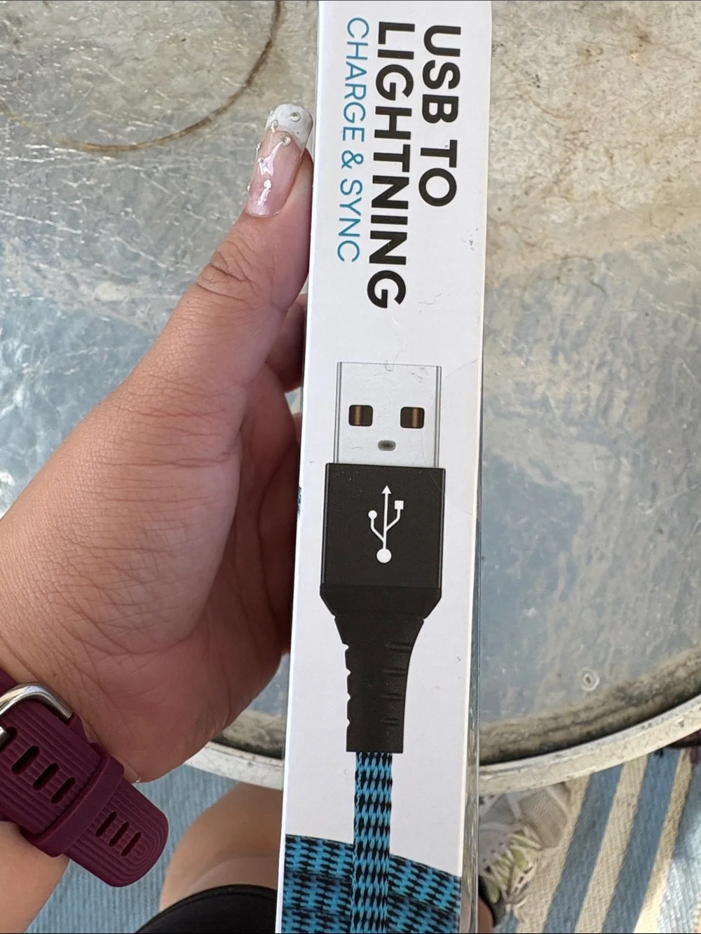 Blue Braided USB to Lightning Charge & Sync Cable for iPhone/iPad - 10ft